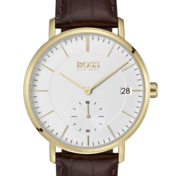  Shop Authentic Hugo Boss Corporal White Dial Brown Leather Strap Watch for Men - 1513640 - Luxxuri
