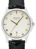  Shop Authentic Gucci G Timeless Automatic Silver Dial Black Leather Strap Unisex Watch - YA126468 - Luxxuri