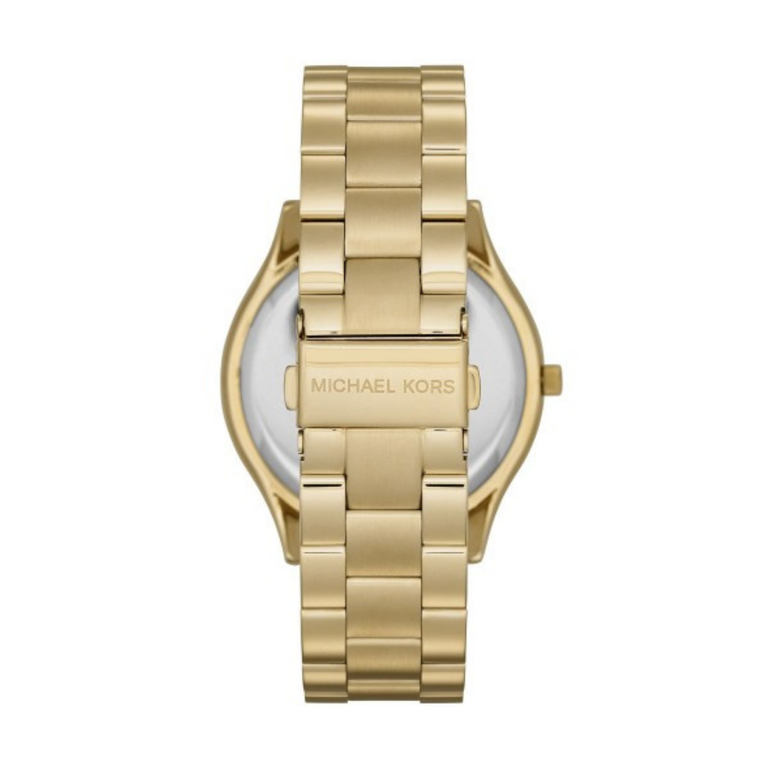  Shop Authentic Michael Kors Slim Runway Gold Dial Gold Steel Strap Watch for Women - MK3590 - Luxxuri