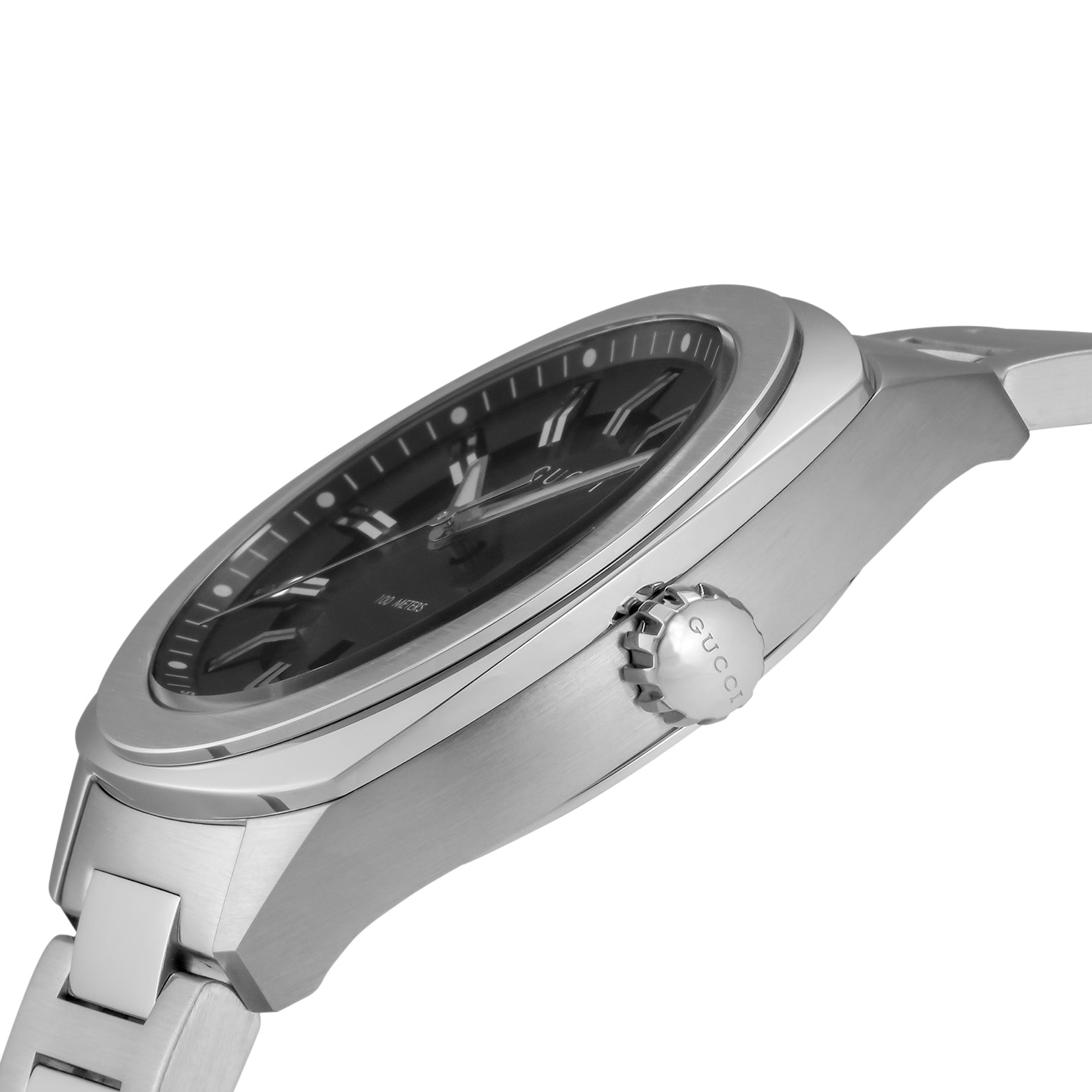  Shop Authentic Gucci GG2570 Quartz Black Dial Silver Steel Strap Watch For Men - YA142401 - Luxxuri