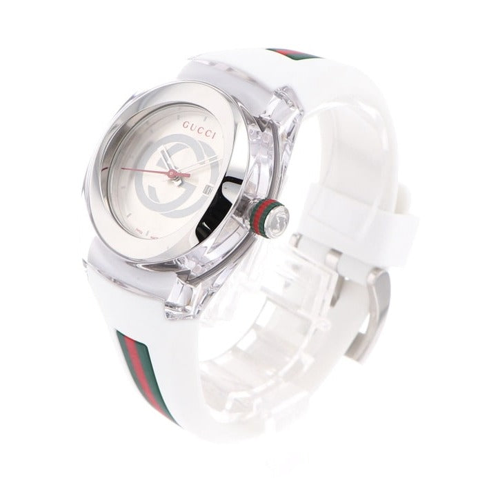  Shop Authentic Gucci Sync Quartz White Dial White Rubber Strap Unisex Watch - YA137302 - Luxxuri