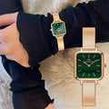  Shop Authentic Daniel Wellington Quadro Studio Green Dial Rose Gold Mesh Strap Watch For Women - DW00100520 - Luxxuri