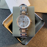  Shop Authentic Fossil Carlie Silver Dial Two Tone Steel Strap Watch for Women - ES4342 - Luxxuri