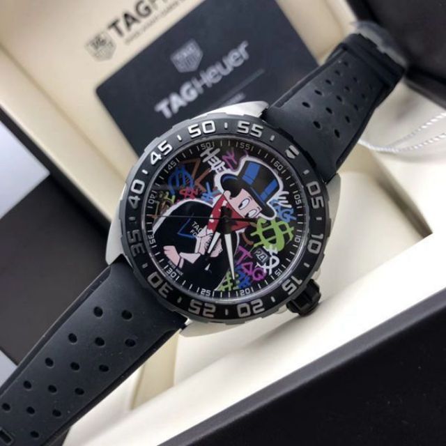 Tag Heuer Formula 1 Alec Monopoly Special Edition Black Rubber Strap Watch for Men - WAZ1117.FT8023