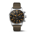  Shop Authentic IWC Pilot's Watch Chronograph Black Dial Olive Green Calfskin Strap Watch for Men - IW377730 - Luxxuri