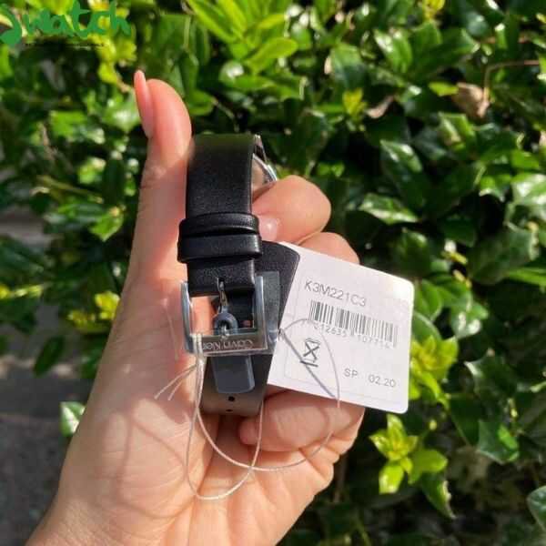  Shop Authentic Calvin Klein Minimal Grey Dial Black Leather Strap Watch for Men - K3M221C3 - Luxxuri