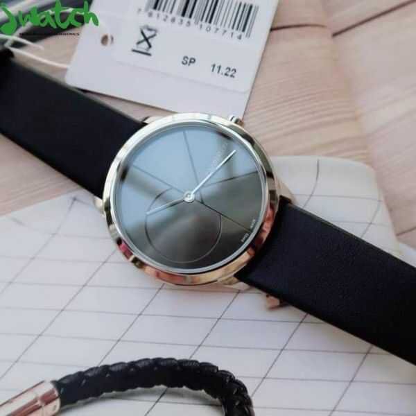  Shop Authentic Calvin Klein Minimal Grey Dial Black Leather Strap Watch for Men - K3M221C3 - Luxxuri