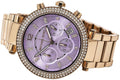 Michael Kors Parker Purple Dial Rose Gold Steel Strap Watch for Women - MK6169