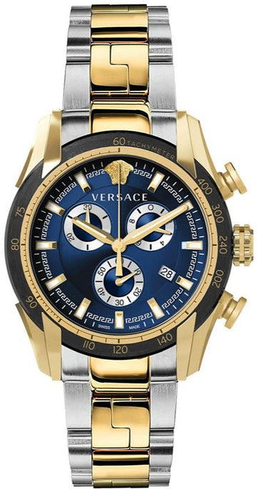  Shop Authentic Versace V-Ray Chronograph Quartz Blue Dial Two Tone Steel Strap Watch For Men - VE2I01021 - Luxxuri