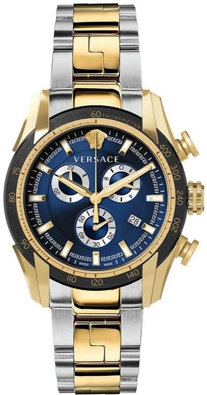  Shop Authentic Versace V-Ray Chronograph Quartz Blue Dial Two Tone Steel Strap Watch For Men - VE2I01021 - Luxxuri