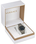 Versace Greca Time Quartz Black Dial Grey Steel Strap Watch for Men  - VE3K00622