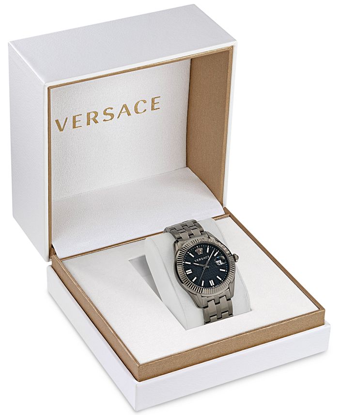  Shop Authentic Versace Greca Time Quartz Black Dial Grey Steel Strap Watch for Men  - VE3K00622 - Luxxuri