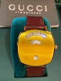  Shop Authentic Gucci Grip Quartz Yellow Gold Dial Maroon Leather Strap Watch For Women - YA157405 - Luxxuri