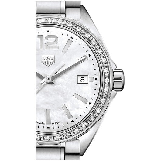  Shop Authentic Tag Heuer Formula 1 Quartz Diamonds Mother of Pearl Dial Silver Steel Strap Watch for Women - WBJ131A.BA0666 - Luxxuri