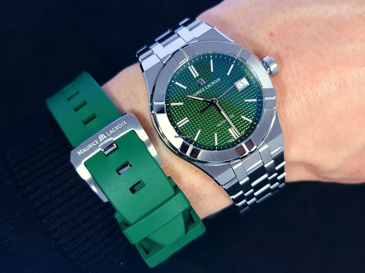  Shop Authentic Maurice Lacroix Aikon Automatic Green Dial Silver Steel Strap Watch for Men - AI1807-SS002-630-1 - Luxxuri