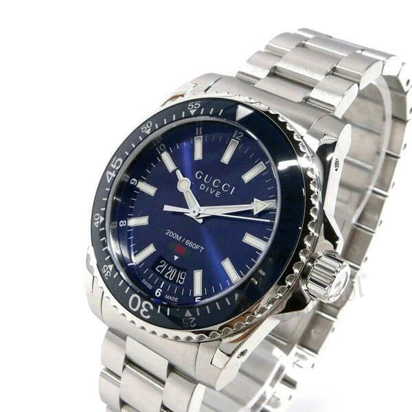  Shop Authentic Gucci Dive Quartz Blue Dial Silver Steel Strap Watch For Men - YA136311 - Luxxuri