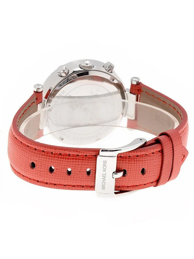  Shop Authentic Michael Kors Parker Silver Dial Red Leather Strap Watch for Women - MK2278 - Luxxuri