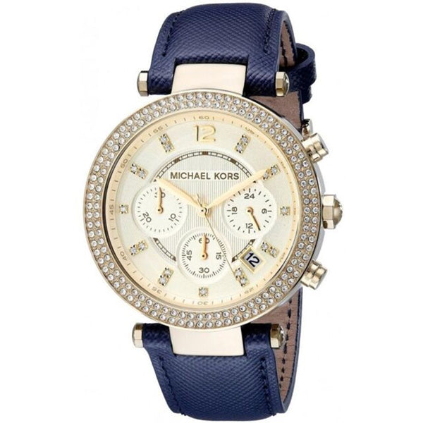  Shop Authentic Michael Kors Parker Gold Dial Blue Leather Strap Watch for Women - MK2280 - Luxxuri