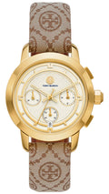 Tory Burch The Tory Chronograph White Dial Maroon Jacquard Strap Watch for Women - TBW1050