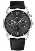  Shop Authentic Tommy Hilfiger Deacan Grey Dial Black Leather Strap Watch for Men - 1791548 - Luxxuri