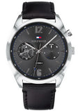  Shop Authentic Tommy Hilfiger Deacan Grey Dial Black Leather Strap Watch for Men - 1791548 - Luxxuri