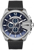  Shop Authentic Diesel Mega Chief Chronograph Blue Dial Black Leather Strap Watch For Men - DZ4423 - Luxxuri