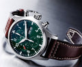  Shop Authentic IWC Pilot's Watch Chronograph Edition Racing Green 43mm Green Dial Brown Leather Strap Watch for Men - IW377726 - Luxxuri