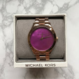  Shop Authentic Michael Kors Runway Pink Dial Rose Gold Steel Strap Watch for Women - MK3550 - Luxxuri
