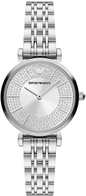  Shop Authentic Emporio Armani Gianni T-Bar Quartz Silver Dial Silver Steel Strap Watch For Women - AR11445 - Luxxuri