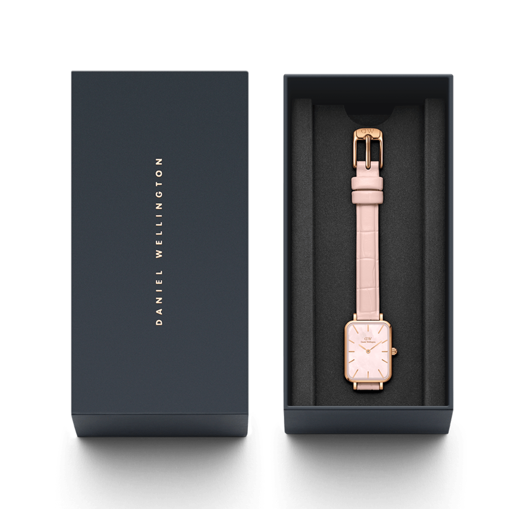  Shop Authentic Daniel Wellington Quadro Pressed Mother of Pearl Pink Dial Pink Leather Strap Watch For Women - DW00100508 - Luxxuri