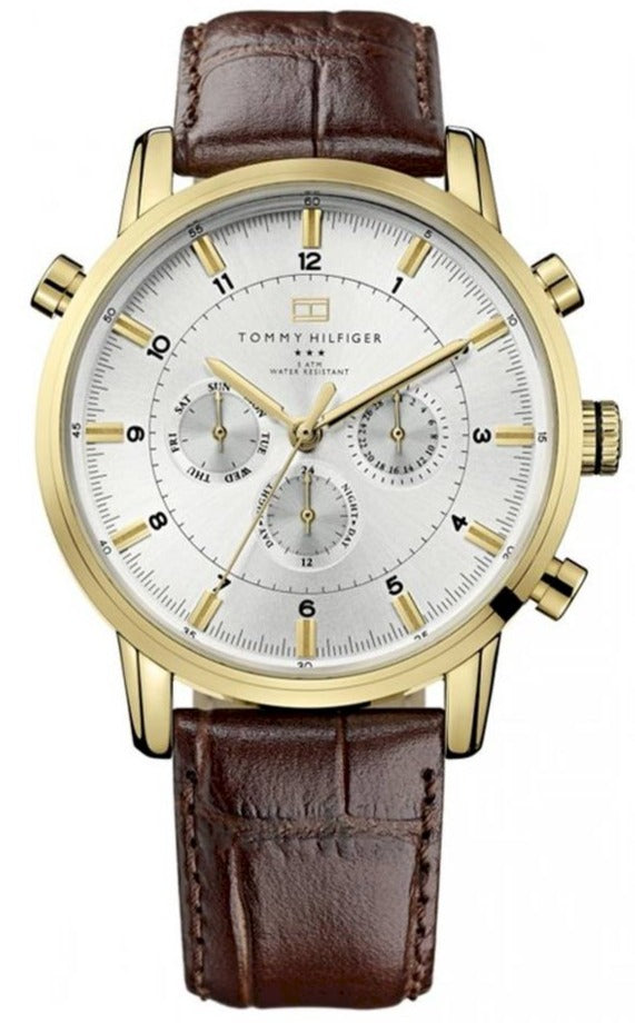  Shop Authentic Tommy Hilfiger Harrison White Dial Brown Leather Strap Watch for Men - 1790874 - Luxxuri