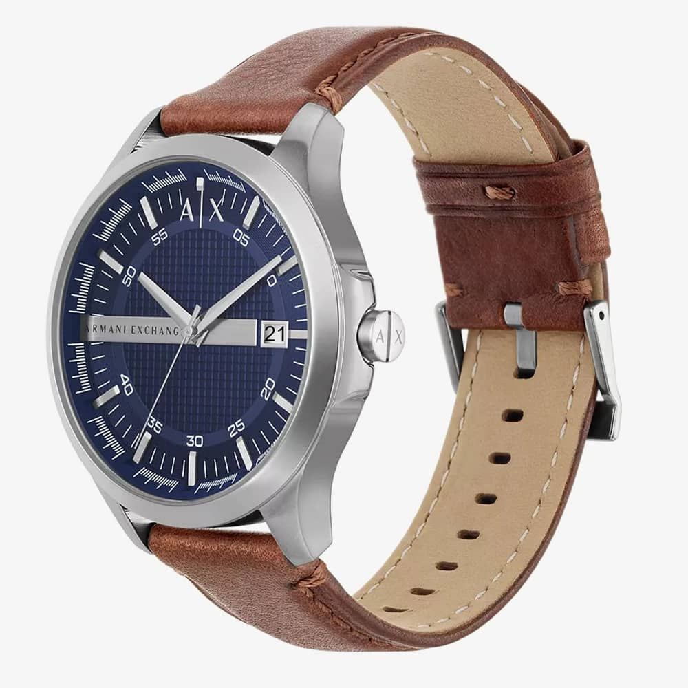  Shop Authentic Armani Exchange Hampton Chronograph Blue Dial Brown Leather Strap Watch For Men - AX2133 - Luxxuri