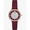  Shop Authentic Emporio Armani Gianni T Bar Crystals Maroon Dial Maroon Leather Strap Watch for Women - AR11487 - Luxxuri