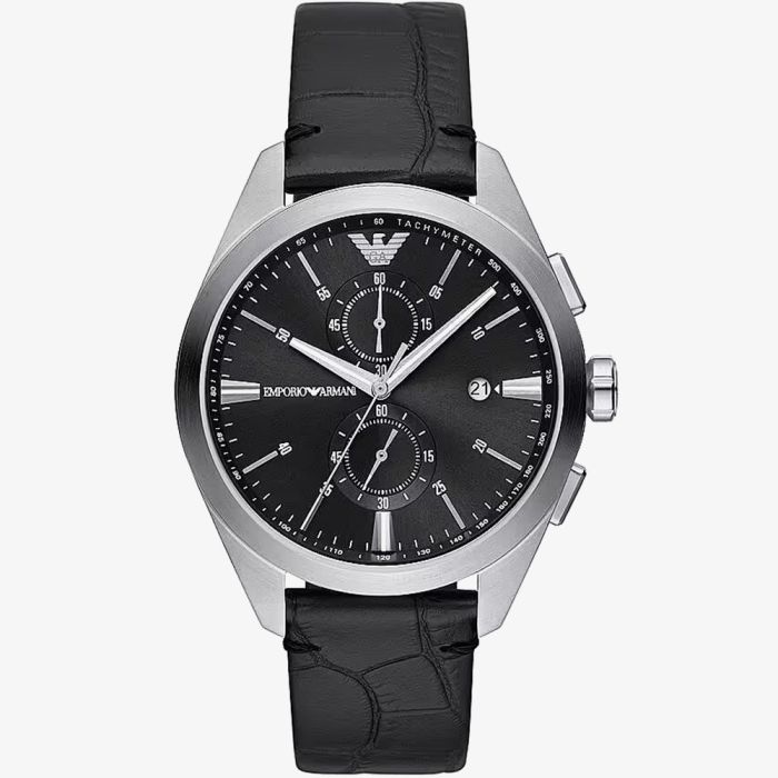  Shop Authentic Emporio Armani Claudio Chronograph Black Dial Black Leather Strap Watch For Men - AR11542 - Luxxuri