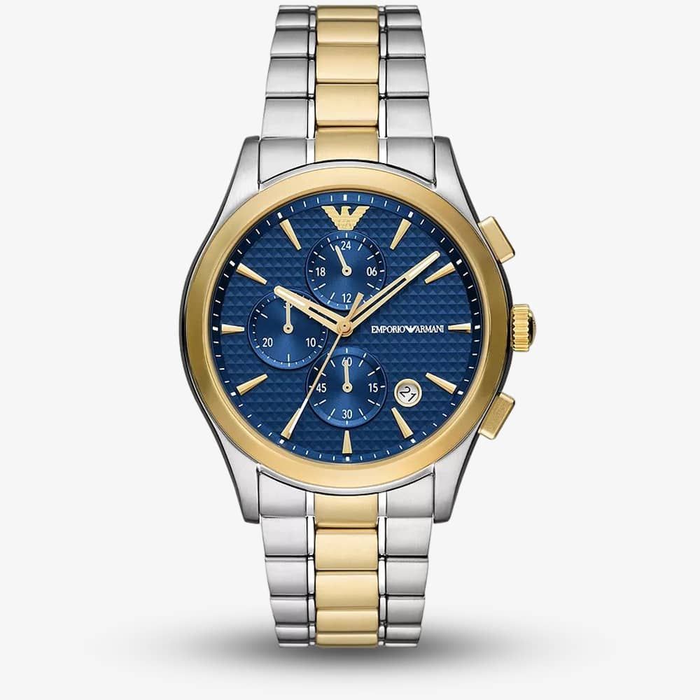  Shop Authentic Emporio Armani Paolo Chronograph Blue Dial Two Tone Steel Strap Watch For Men - AR11579 - Luxxuri