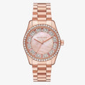  Shop Authentic Michael Kors Lexington Three Hand Mother of Pearl Pink Dial Rose Gold Steel Strap Watch For Women - MK7444 - Luxxuri