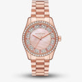  Shop Authentic Michael Kors Lexington Three Hand Mother of Pearl Pink Dial Rose Gold Steel Strap Watch For Women - MK7444 - Luxxuri