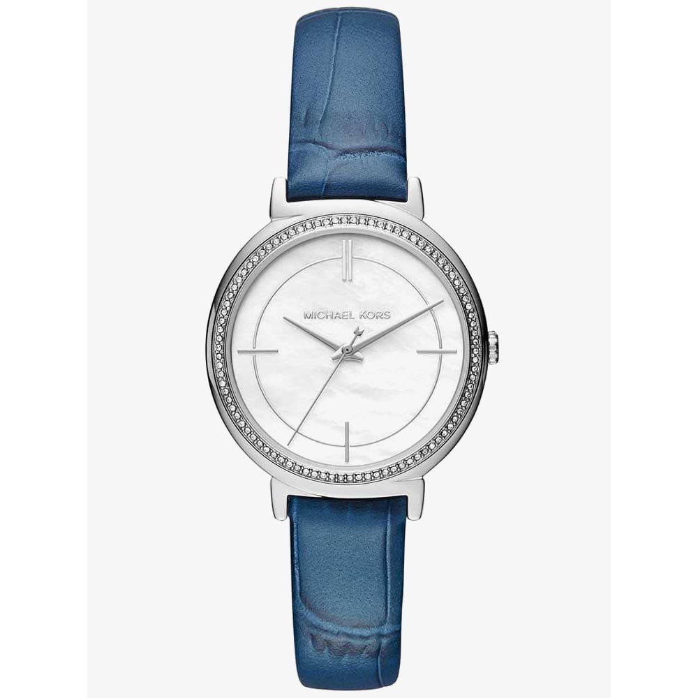  Shop Authentic Michael Kors Cinthia Mother of Pearl Dial Blue Leather Strap Watch for Women - MK2661 - Luxxuri