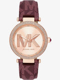  Shop Authentic Michael Kors Parker Rose Gold Dial Maroon Leather Strap Watch For Women - MK2974 - Luxxuri