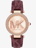  Shop Authentic Michael Kors Parker Rose Gold Dial Maroon Leather Strap Watch For Women - MK2974 - Luxxuri