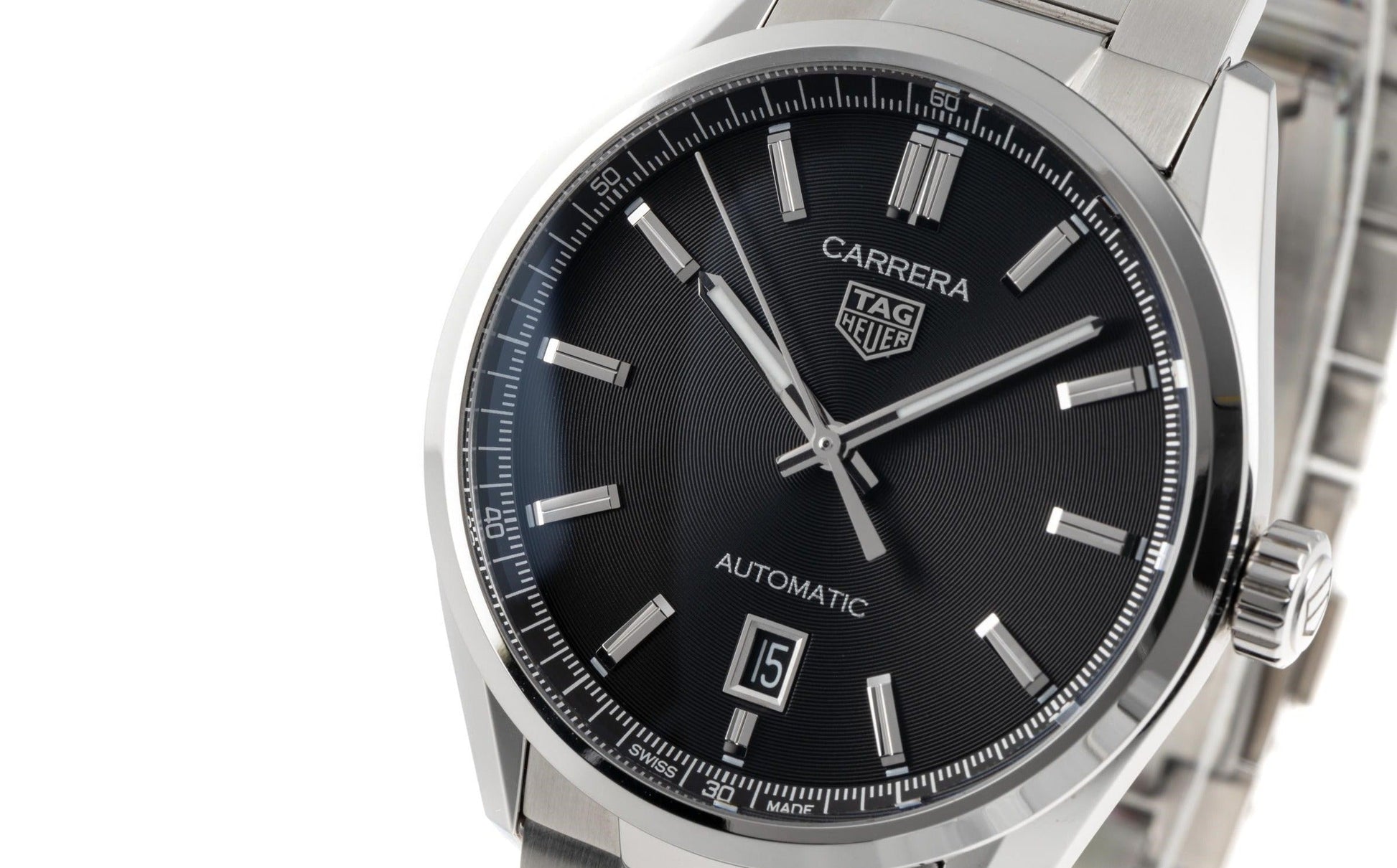  Shop Authentic Tag Heuer Carrera Date Black Dial Silver Steel Strap Watch for Men - WBN2110.BA0639 - Luxxuri