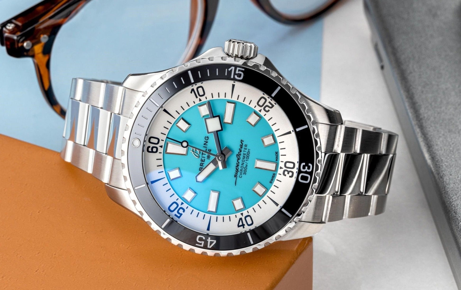  Shop Authentic Breitling Superocean Automatic 44mm Turquoise Dial Silver Steel Strap Watch for Men - A17376211L2A1 - Luxxuri
