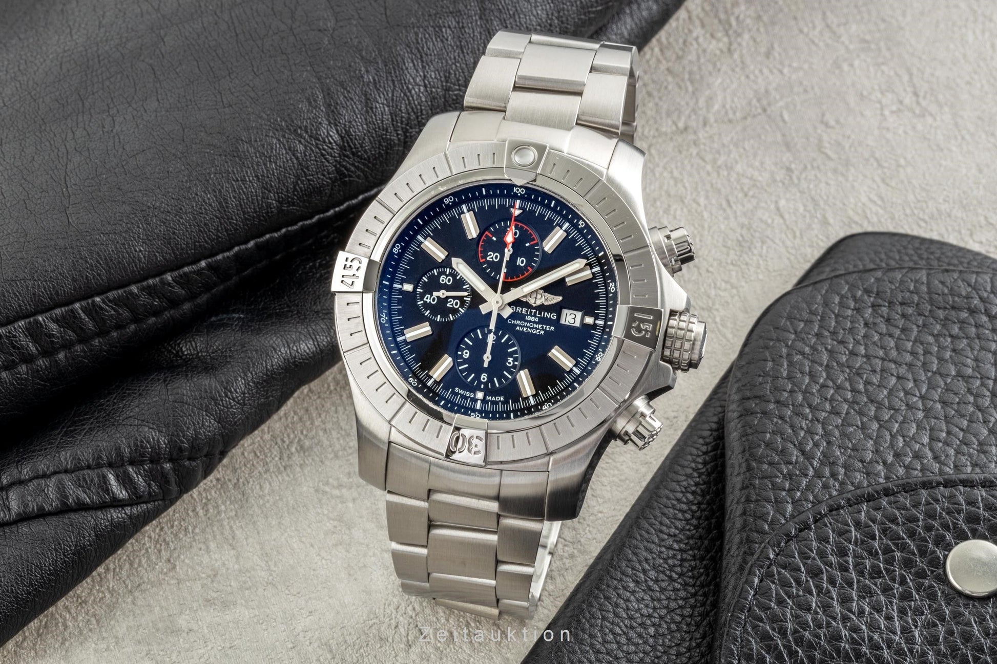  Shop Authentic Breitling Super Avenger Chronograph 48 Black Dial Silver Steel Strap Watch for Men - A13375101B1A1 - Luxxuri