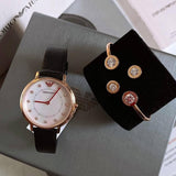  Shop Authentic Emporio Armani Kappa Mother of Pearl Dial Black Leather Strap Watch For Women - AR80011 - Luxxuri