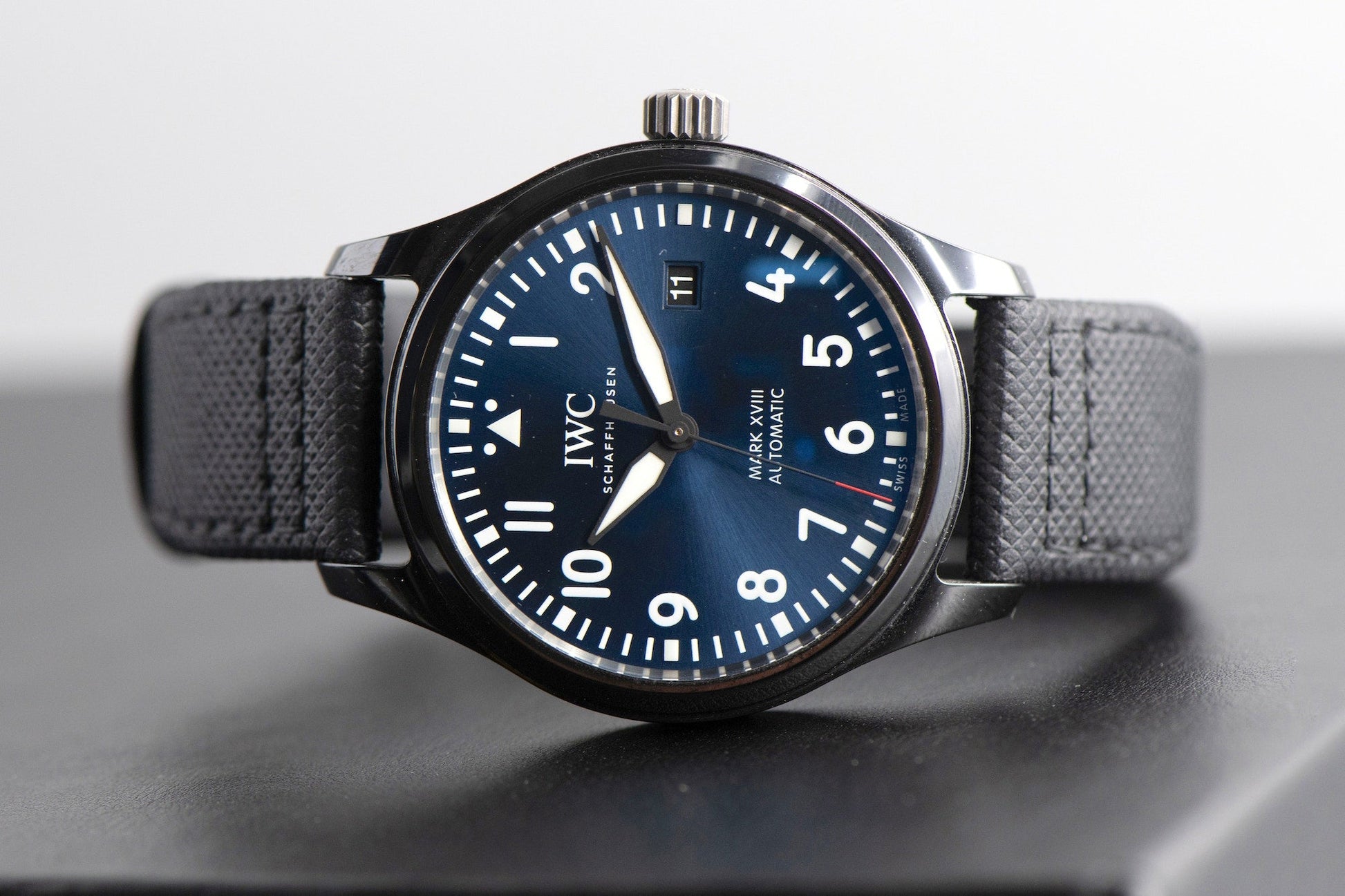  Shop Authentic IWC Pilot’s Watch Mark XVIII Edition “Laureus Sport for Good Foundation" Blue Dial Black Nylon Strap Watch for Men - IW324703 - Luxxuri