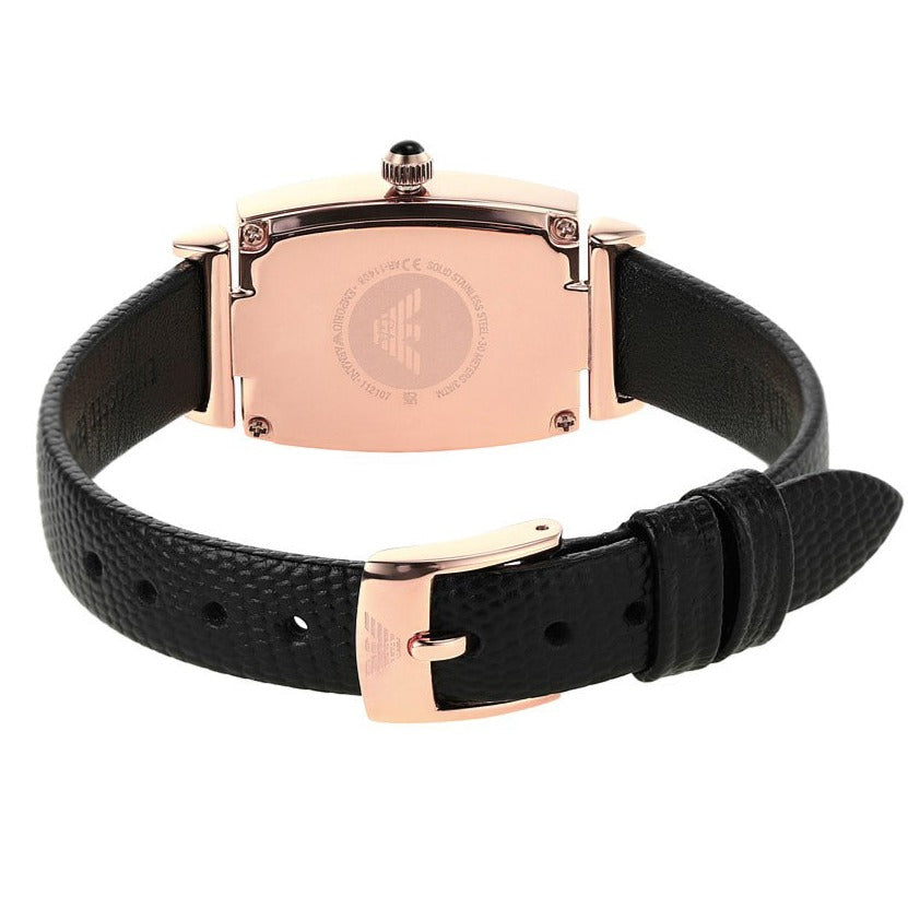  Shop Authentic Emporio Armani Gianni T Bar Quartz White Dial Black Leather Strap Watch For Women - AR11408 - Luxxuri