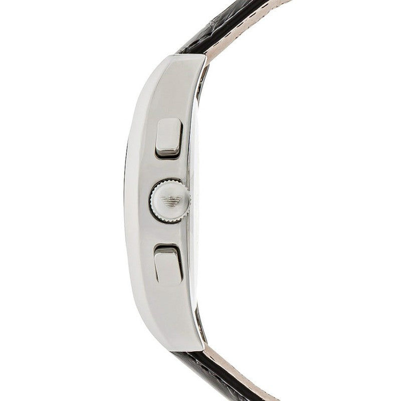 Emporio Armani Valente Chronograph Black Dial Black Leather Strap Watch For Men - AR1633