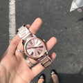  Shop Authentic Michael Kors Hartman Rose Gold Dial Rose Gold Steel Strap Watch For Women - MK3491 - Luxxuri