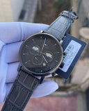  Shop Authentic Tommy Hilfiger Evan Black Dial Black Leather Strap Watch for Men - 1710395 - Luxxuri