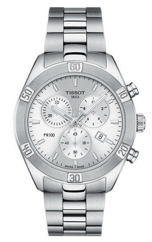  Shop Authentic Tissot PR 100 Sport Chic Chronograph Silver Dial Silver Steel Strap Watch for Women - T101.917.11.031.00 - Luxxuri